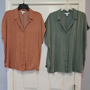 2 Nine West Button Down Shirts.  1, Sage Green and 1, Rust.